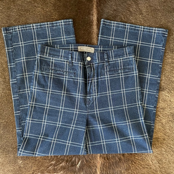 J Crew Windowpane Plaid Wide Leg Jeans - Picture 2 of 5